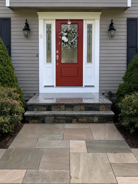 Front entry masonry steps and walkway by CDK Masonry