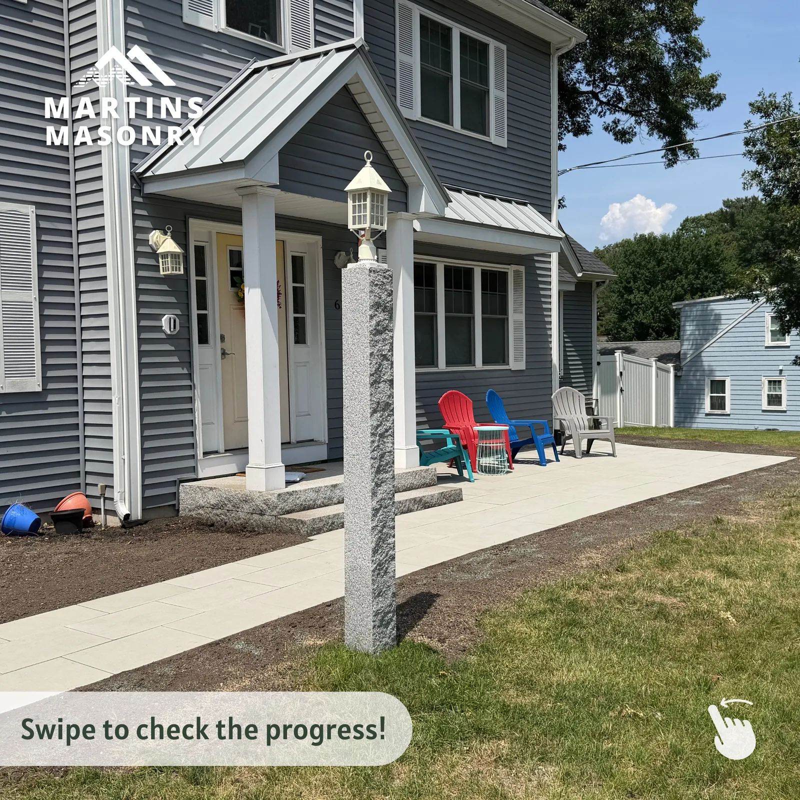 A simple front entrance can completely transform the look and feel of a home.

For this project, we installed Unilock Urban 18x24 pavers in the Opal Blend color, paired with granite steps for a clean, timeless finish that complements the home's modern exterior. The result is a welcoming entrance that's both beautiful and built to last.

Every detail matters when it comes to creating curb appeal that stands out.

#MartinsMasonry #FrontEntrance #HardscapeDesign