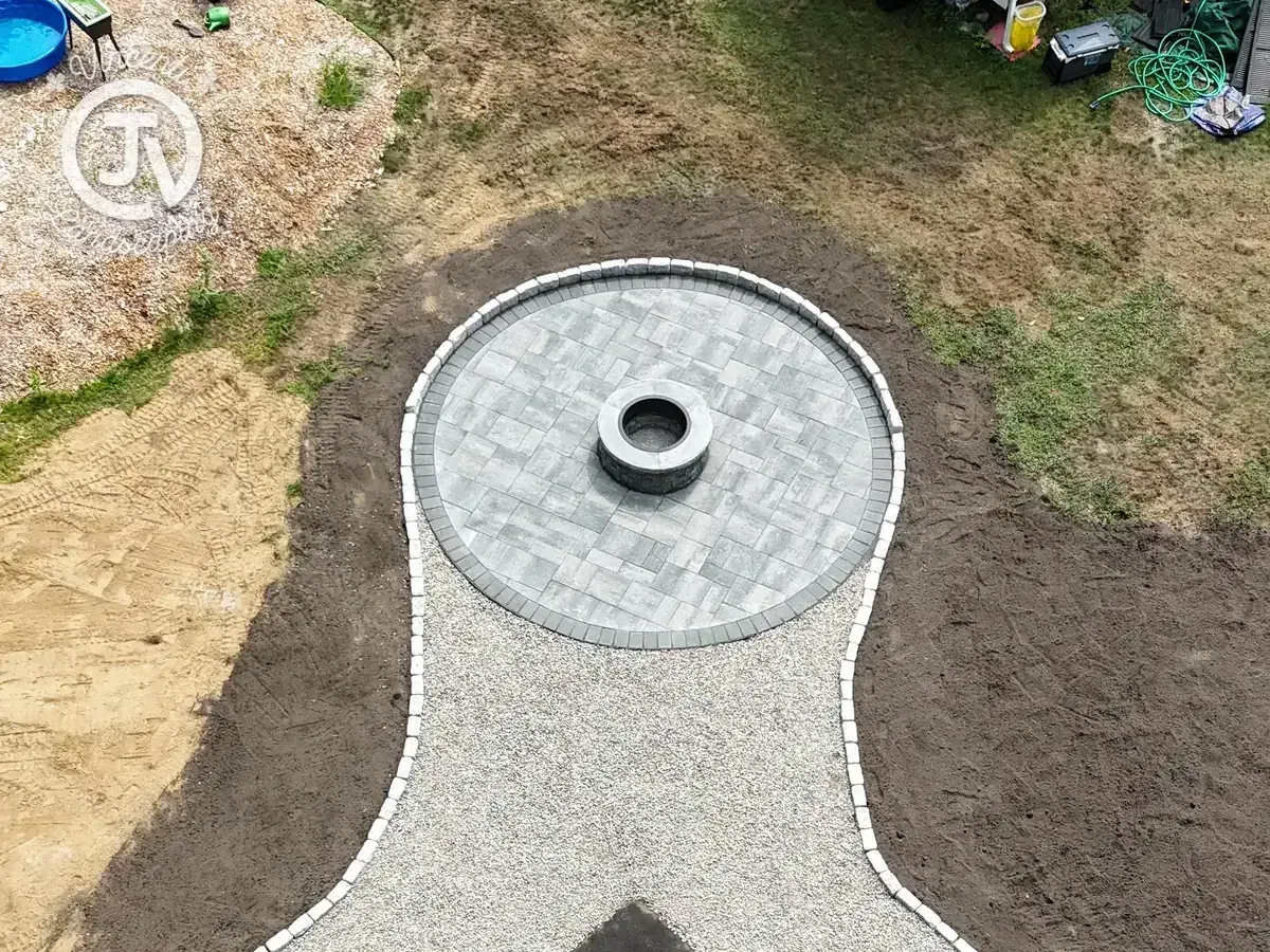 Paver walkway installation in Kingston, MA by Vincenti Landscaping