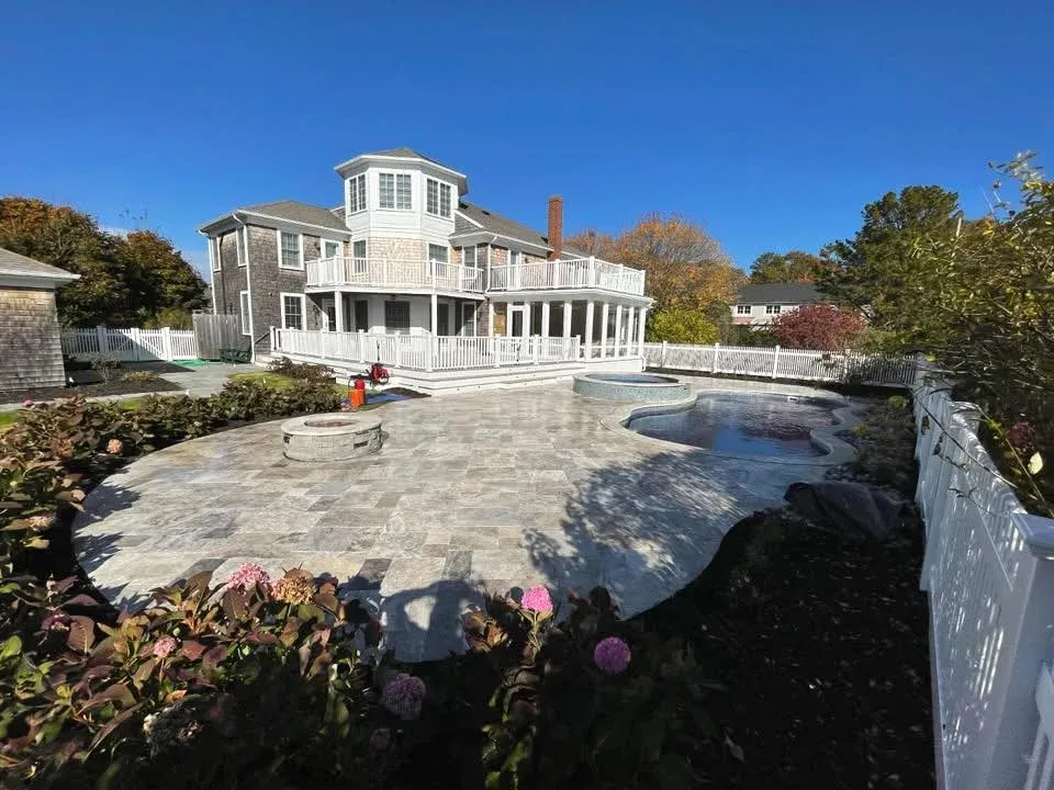 Price Landscape and Construction stone patio, fire pit, pool and garden
