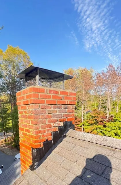 Chimney cap flashing autumn trees — Chimney Goat project