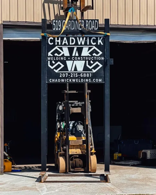 It was time to put a sign up on 27 in Wiscasset. Photos show the design of the sign itself, to welding the structure for it, cutting it out with the plasma table, and using the excavator to place it.

The frame is 13&rsquo; x 5&rsquo; with a base bur
