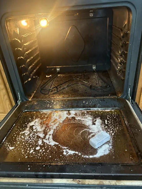 Before: Close-up of oven racks before and after cleaning