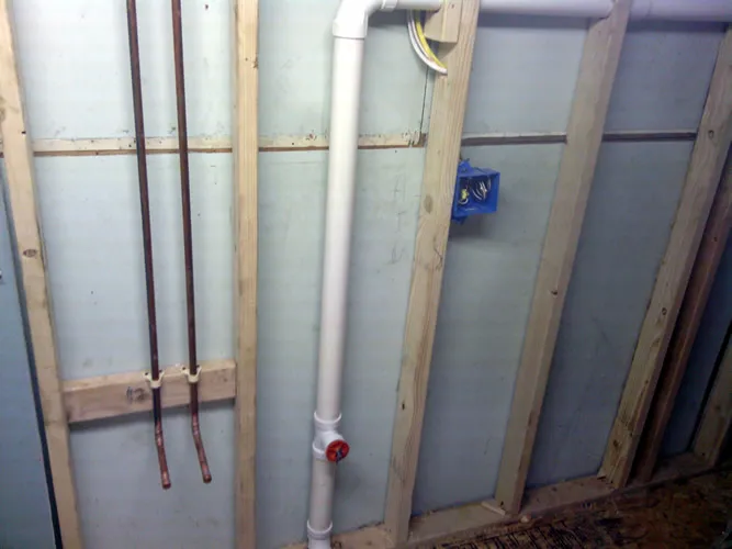 Rough-in of supply and waste lines in a framed wall