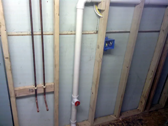 Rough-in of supply and waste lines in a framed wall