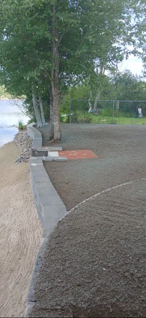 Beachfront retaining wall & hydroseed - Tilton NH
