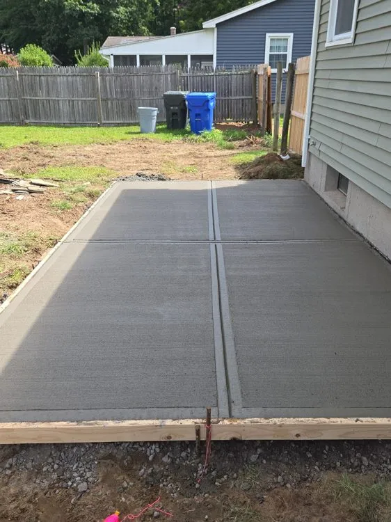 Side-yard concrete installation