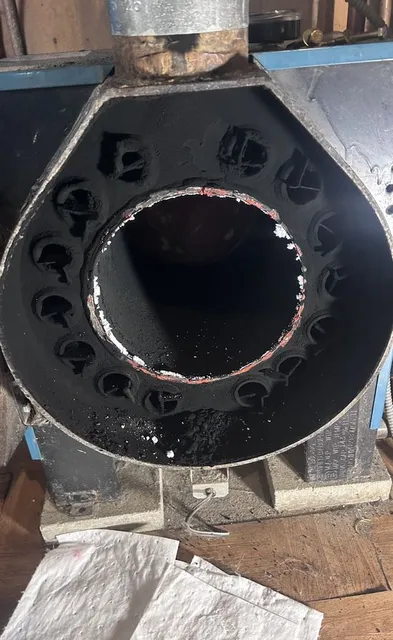Sooted boiler before boiler maintenance near Barrington NH