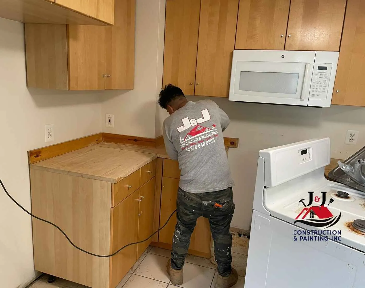 Kitchen cabinet and countertop work in progress