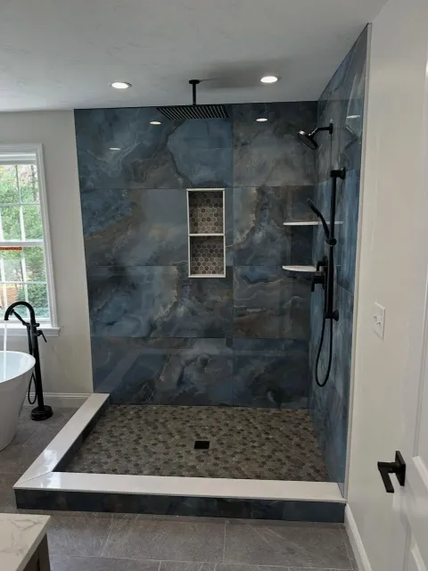 we did an addition for one of our clients, and although we LOVE our all neutral bathrooms, it&rsquo;s fun to spice 🌶️ it up sometimes! check out this blue marble shower!! 🚿🫶🏼

and is there anything better than getting home from a long day at work