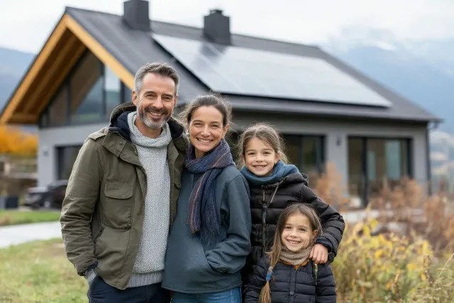 Beautiful home with iSP solar panel installation on roof