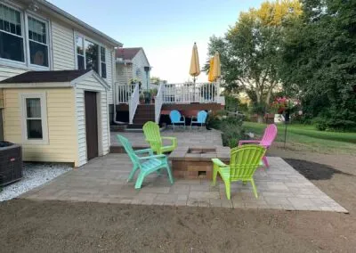 Patio and fire pit built in Worcester built by Twins Landscaping