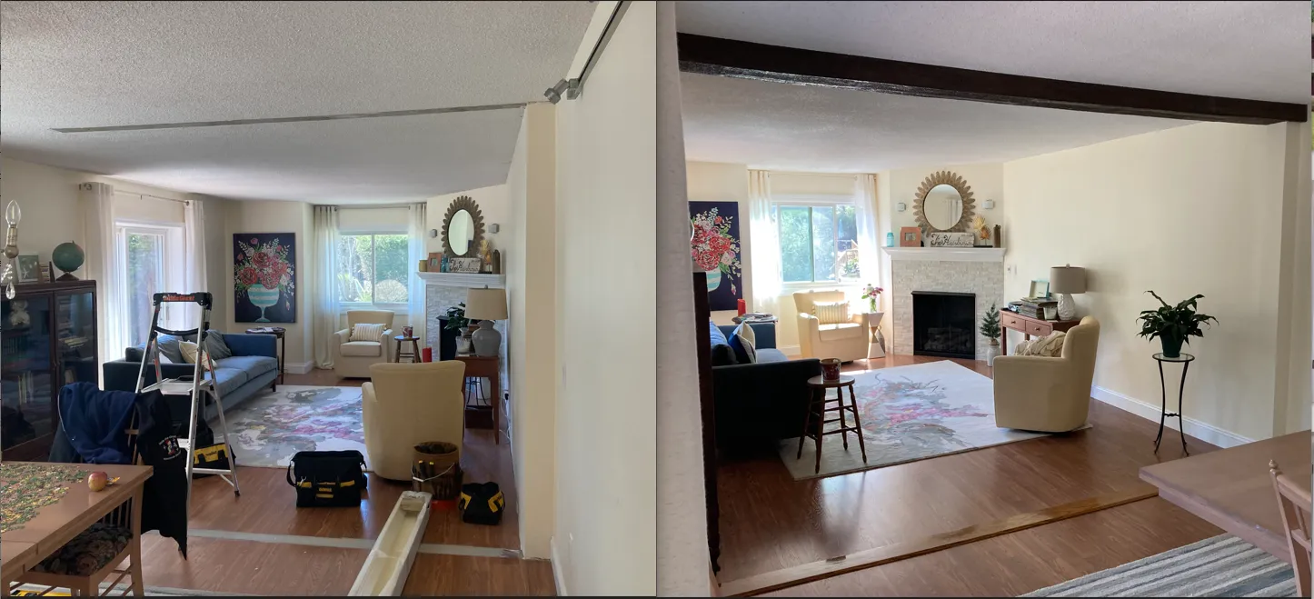Faux Beam and Threshold Install