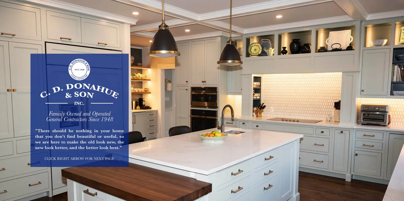 Beautiful kitchen with custom white cabinetry.
