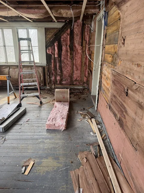 Room gutted down to the studs during demolition