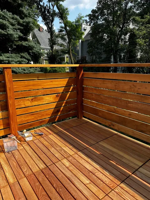 Deck flooring and railing detail