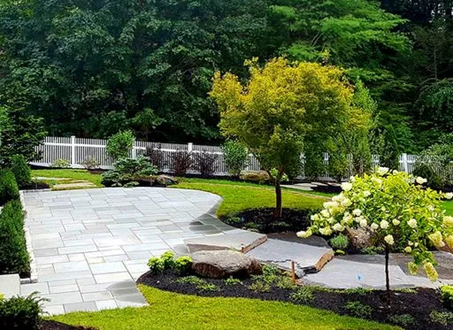 new patio and beautiful landscape
