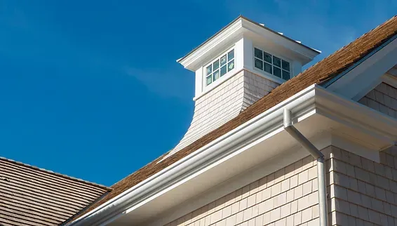 Traditonal gutter detail integrated into cornice return