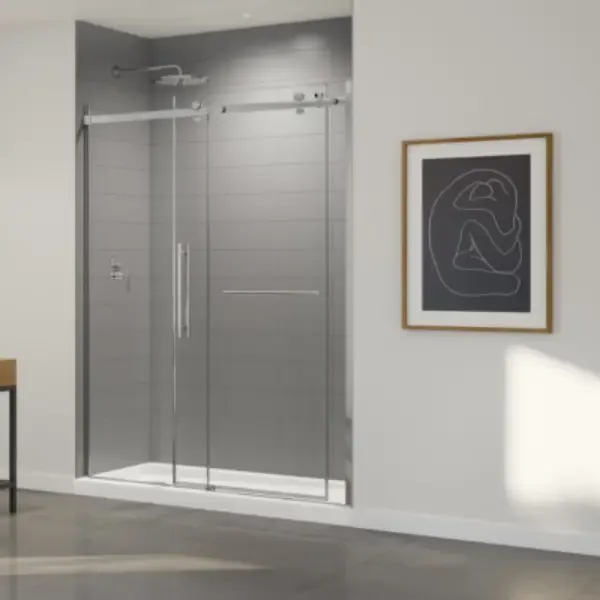 Stylish walk-in shower remodel featuring sleek tiles and contemporary fixtures.