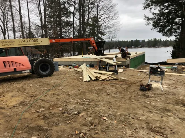 construction by the lake before