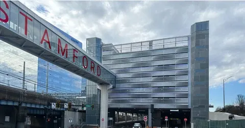 image of outside of stamford parking garage