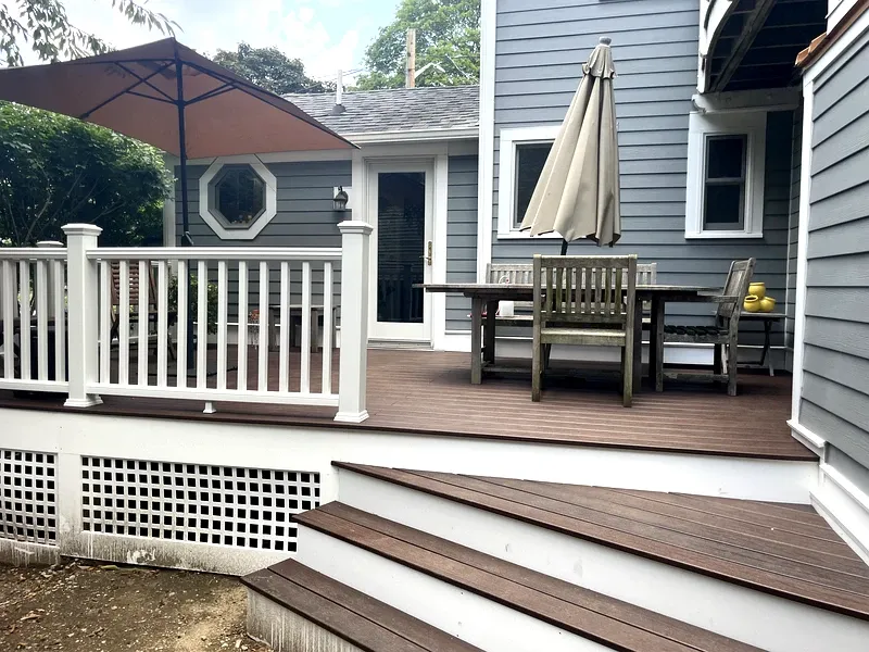 Completed deck in use with patio furniture