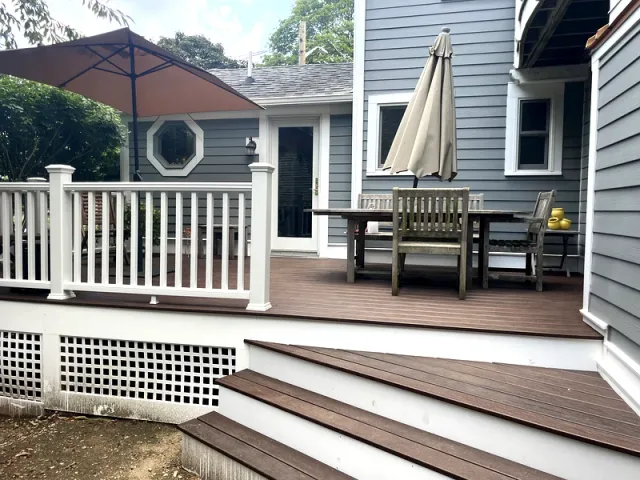 Completed deck in use with patio furniture