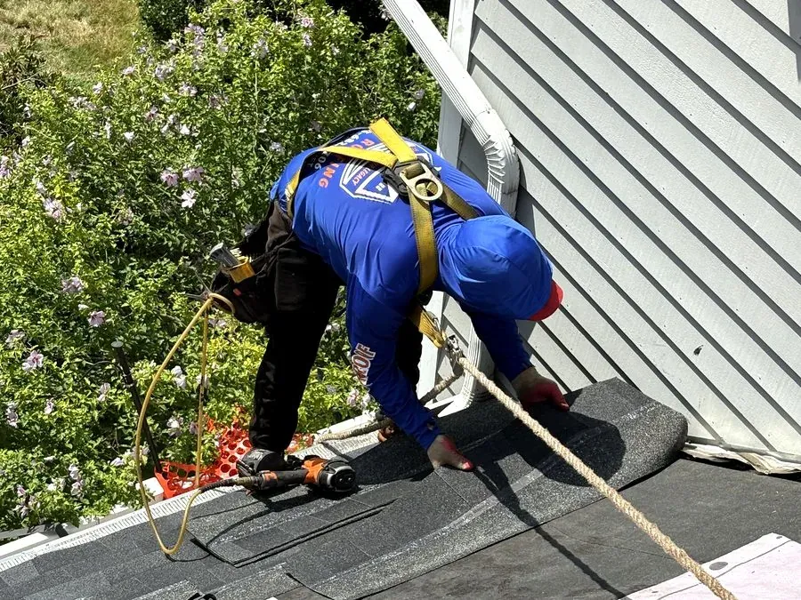 Storm damage roof work and insurance claim documentation