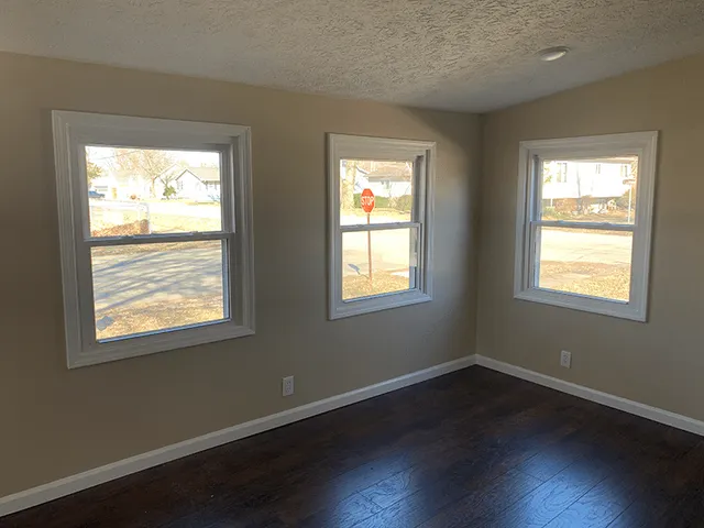 Interior view of new vinyl windows.