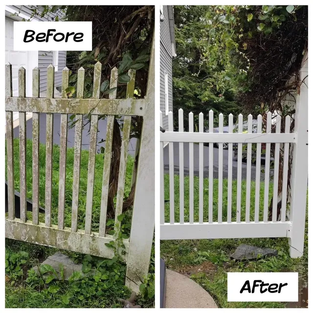 Fence cleaning before and after
