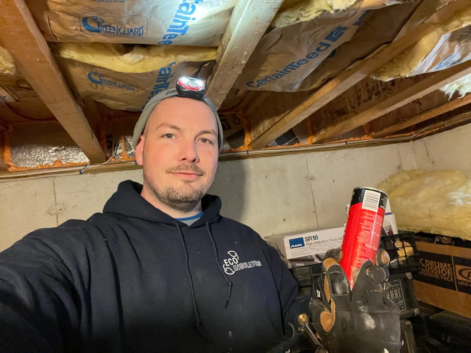 Basement air sealing in Franklin MA using spray foam to seal gaps and improve home energy efficiency