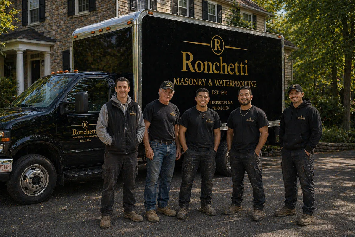 Ronchetti Masonry and Waterproofing team and truck