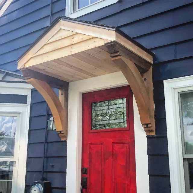 Custom Wood Door Entrance Overhang