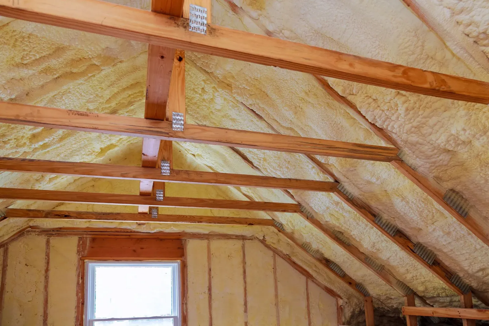 Fresh insulated attic in a Massachusetts home