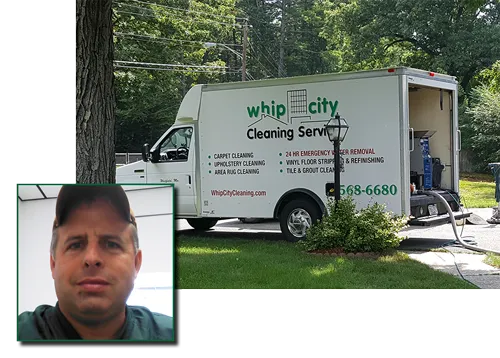 Headshot of owner, Rich Clark, with a Whip City Cleaning Services truck