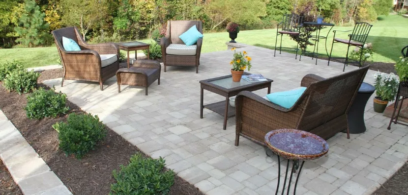 Paver patio hardscaping project in Westminster, MA by Lanney Hardscapes