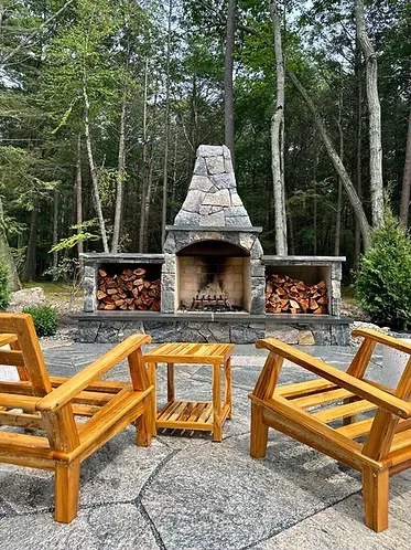 Outdoor fireplace with seating