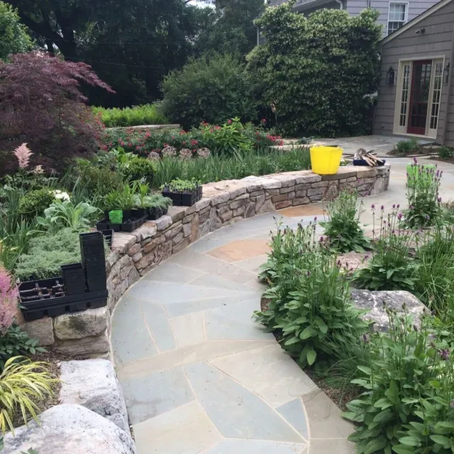 Baltimore, MD: Planting by Wildscape Design; stonework by Beckman Masonry; site design and construction over site by Garden Architecture.