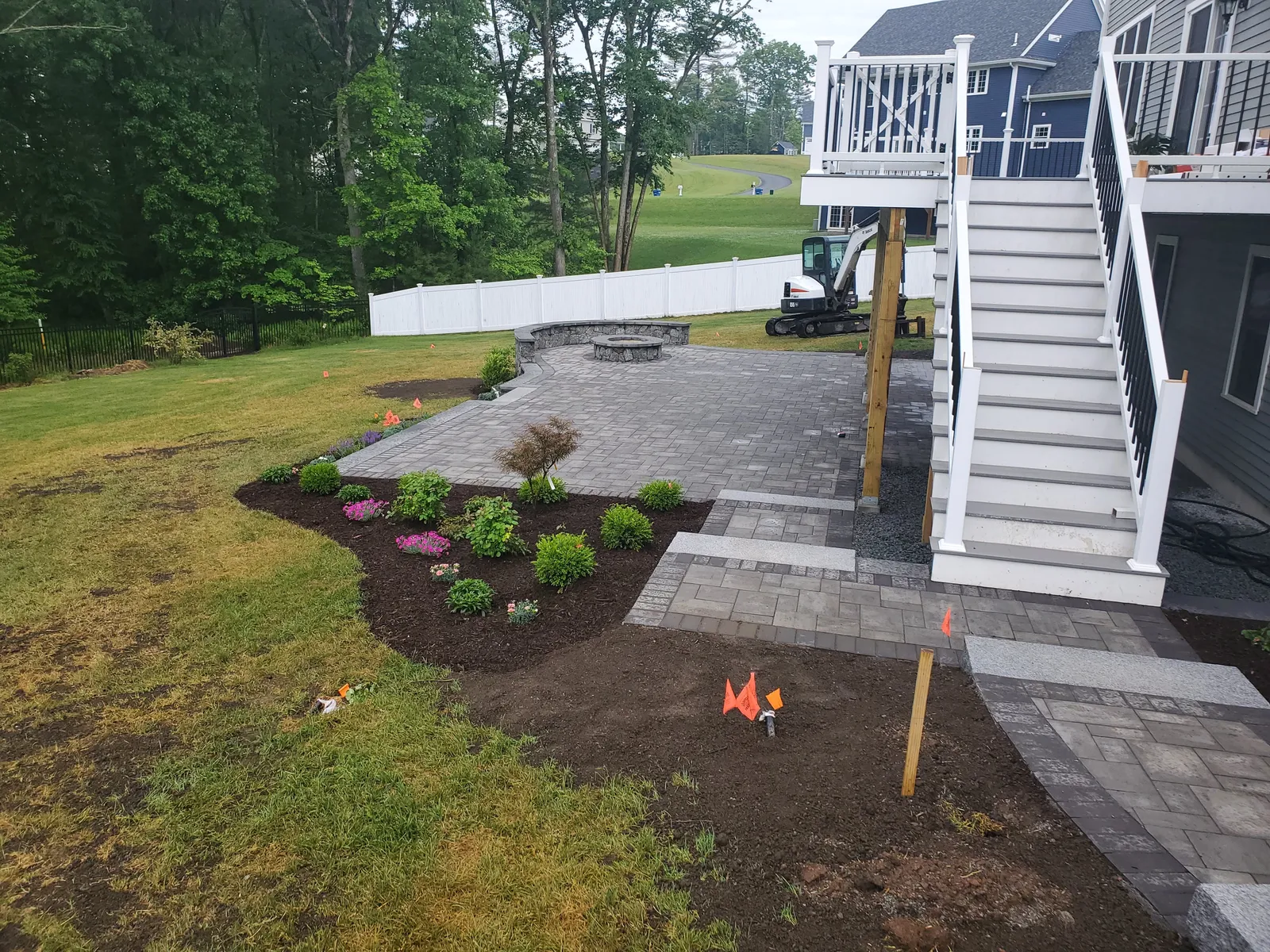 Custom stone patio built by Stiles and Sons in NH Seacoast