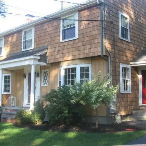 Not painted siding on the house