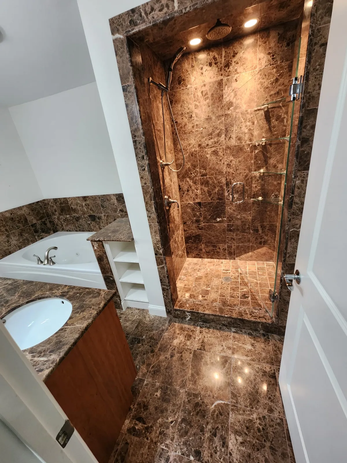 fiished standing shower and bathroom renovation