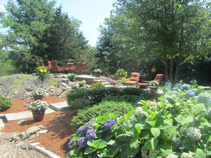 Completed hardscape patio and garden beds