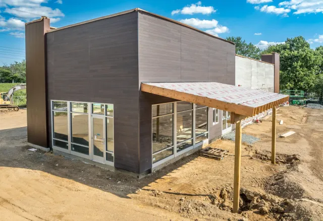 Commercial building exterior completed by M&A Contractors in Greater Boston