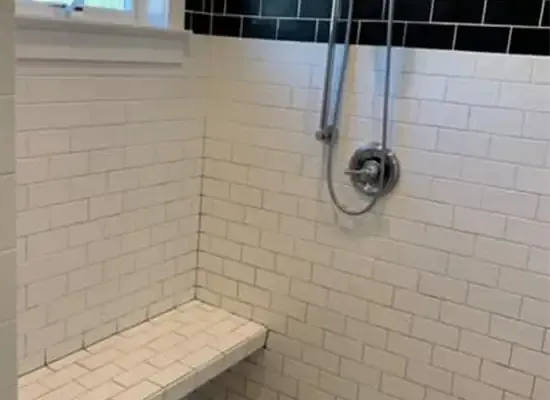 Bathroom shower grout restoration in Maine - before Tough Grout
