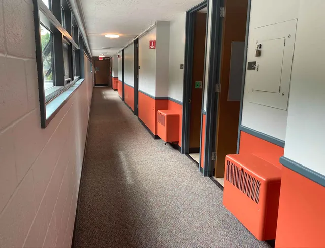 painted hallway and radiators
