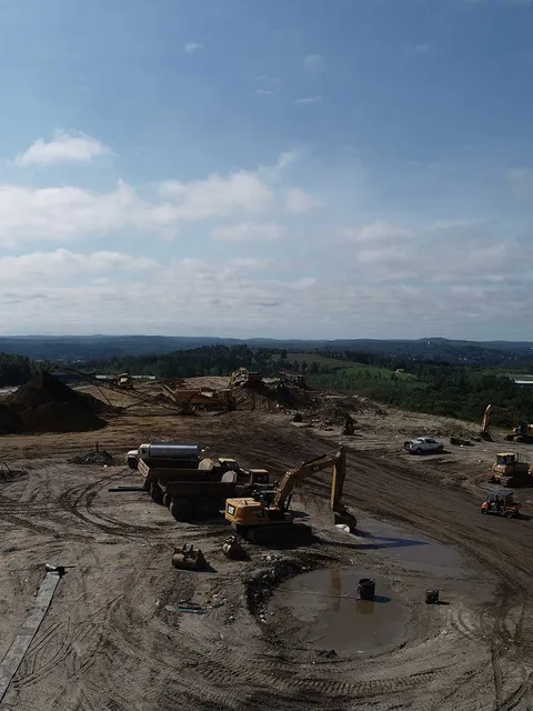 Aerial view of construction site