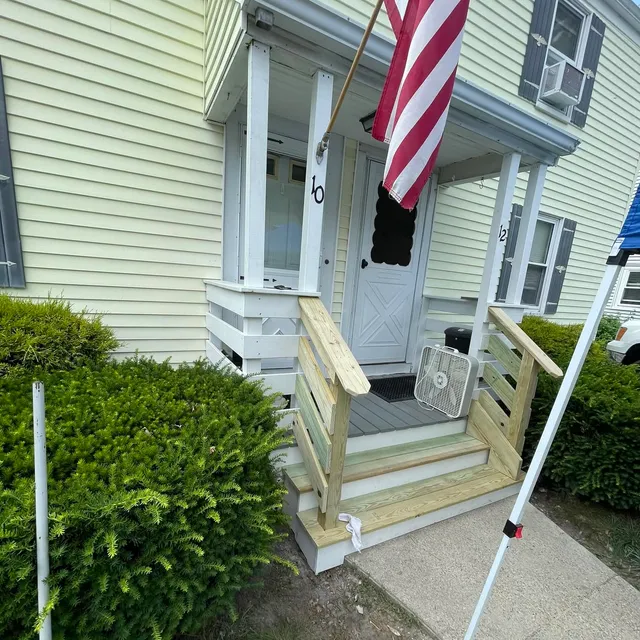 Front porch and stair rebuild in progress on a Lynn-area home