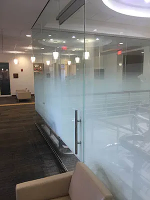 Gradient frosted film on office glass in Boston