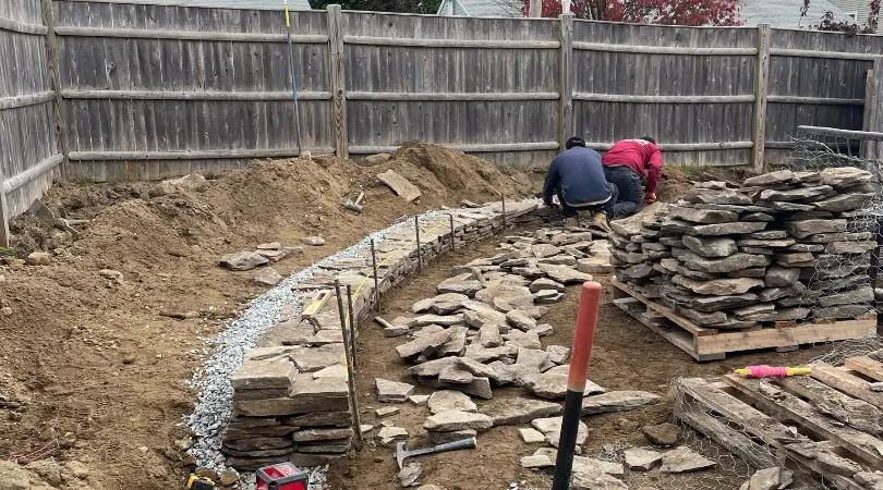 Hardscape patios and retaining walls