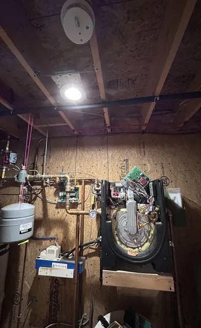Old boiler removed ahead of complete Viessmann boiler installation near Barrington NH